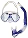 Blue Silicone 2 Lens Mask and Semi Dry Flex Purge Snorkel Snorkeling Set by H2O Odyssey