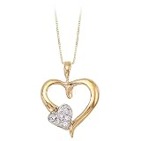 14K Yellow/White Gold 0.05 ct. Diamond Heart Pendant with Chain