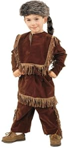 Daniel Boone Davy Crockett Costume with Raccoon Skin Cap (Large / 10-12)