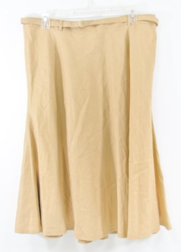 Lauren by Ralph Lauren Woman Belted Midcalf Linen Skirt Coconut 18W