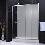 Modern Chrome Finish Dreamline INFINITY SHOWER DOOR SHDR-1060726-FR-01 Shower Door with Frosted Glass: 60 x 72