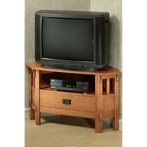 Craftsman Corner Tv vcr Stand, 44W, LIGHT OAK