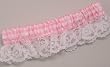 Gingham Garter with White Lace Ruffle, Pink