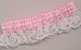 Gingham Garter with White Lace Ruffle, Pink