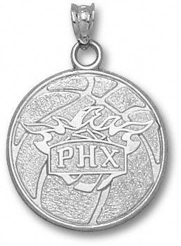 Phoenix Suns Sterling Silver Basketball 3/4'' Pendant