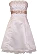 Gold Embroidered Strapless Holiday Prom Dress With Tulle