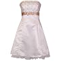 Gold Embroidered Strapless Holiday Formal Bridesmaid Gown Prom Dress With Tulle