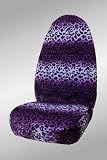 Animal Print Seat Covers - 2 Front Universal Buckets - Leopard Purple Print - Made In The USA