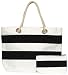 Cotton Canvas Black Striped Zip Purse and Tote Bag with Cotton Rope Handle 21 1/2