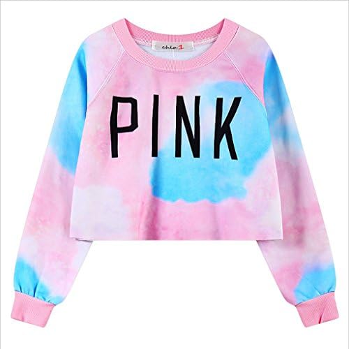 Liebe Engel Girls Cute Sweater Pullover Letters Pink Printed Crop Tops