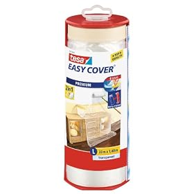 Tesa Easy Cover Indoor Large Area Masking And Drop Cloth With 7 Days Residue Free Removal, 1400 mm x 33m