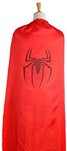 Adult Superheroes Lightweight Vibrant Color Single Side Satin Tie Cape 55 Inches (Spiderman)