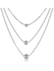 Sterling Silver Triple Bead Necklace, 18"