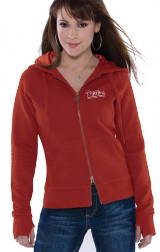 Philadelphia Phillies Women's Quilted Full Zip Hooded Jacket - by Alyssa Milano