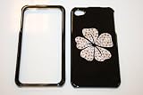MOTOROLA ANDROID DROID 2 A955 HARD PLASTIC DESIGN BLACK AND WHITE HIBISCUS FLOWER SWAROVSKI CRYSTAL DIAMOND SNAP ON CASE COVER
