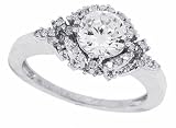 0.35ct Prong Set Diamond Engagement Ring iin 14Kt White Gold ( with CZ center)