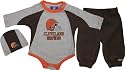 Cleveland Browns Newborn Long Sleeve Creeper Pant and Skull Cap Set