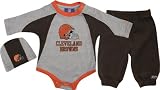 Cleveland Browns Infant Long Sleeve Creeper Pant and Skull Cap Set