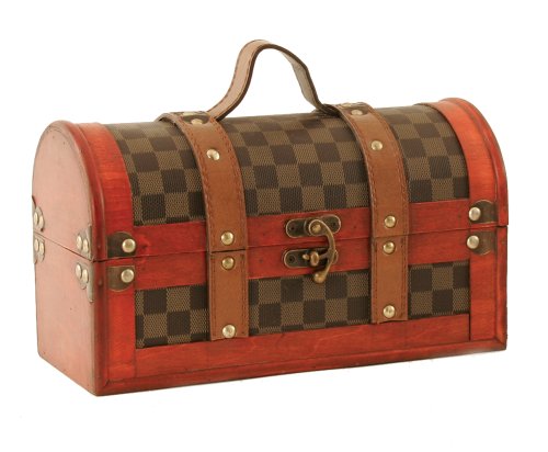 Wald Imports 11-Inch Checkered Wood Trunk