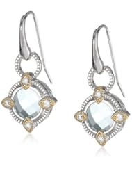 Bronze with Multi-Plating Two-Tone Glass and Simulated Diamond Round Dangle Earrings
