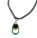 Designs By Baerreis Dichroic on Green Fused Art Glass Pendant Fine Fall Fashion Color on 18 Inch Rolo 2.6 Mm Gunmetal Chain - Antique Finish
