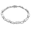 Sterling Silver Rhodium Plated Bracelet w/ Oval Shape CZ Stones, Clear