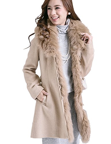 (プールヴー) PourVous ファーコート コート アウター ロング 冬 エレガント ファー 秋 大きいサイズ 秋冬 人気 防寒 フード付き かわいい レディース レディース大きいサイズ 膝丈 Aライン フォックス 1902