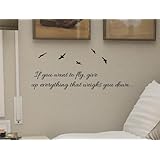 #2 If You Want to fly, Give up Everything That Weights You Down... 22x9 Inches Symbol Matte Black Vinyl Silhouette Keypad Track Pad Decal Window Wall Quotes Sayings Art Vinyl Decal
