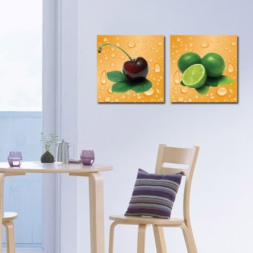 Espritte Art-Huge Canvas Print Wall Art Cherry and Lemon Modern Home Decoration Painting set of 2 Each is 50*50cm (No Framed) #D07-234
