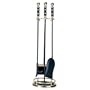 UniFlame 4 Piece Solid Black And Brass Textured Fireset