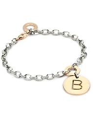 Rebecca "Word" Rose Gold Over Bronze Letter "B" Bracelet