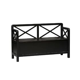 Antique Black Anna Storage Bench (Box A)