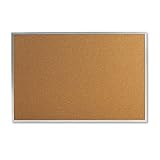 Universal Bulletin Board, Natural Cork, 48 x 36, Satin-Finished Aluminum Frame