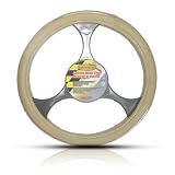 STEERING WHEEL COVER - BEIGE WITH CHROME TRIM