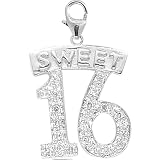 14K White Gold Diamond Sweet 16 Charm