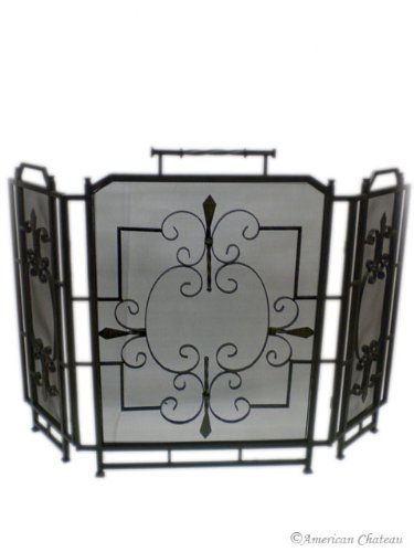 Elegant French Solid Cast Iron 3 Panel Fireplace Screen 41LlVAO2CXL Elegant French Solid Cast Iron 3 Panel Fireplace Screen