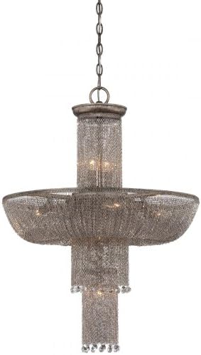 Antique Silver 12 Light 3 Tier Chandelier from the Shimmering Falls Collection Model-N7208-578