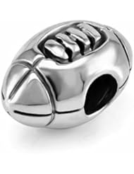 Chuvora Sterling Silver Football Bead Charm Fits Pandora Bracelet