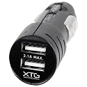 Ultra Compact High Output Dual USB Car Charger - 2.1A Output Ideal for Charging iPad, iPad 2, Galaxy, iPhone, HTC, Droid, GPS, and Other Tablets, Smart Phones and USB Powered Devices