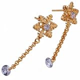 Cherilli - Boucles d'oreilles flocons de neige Noël plaqué Or 750/1000-Oxyde de zirconium blanc Diamant