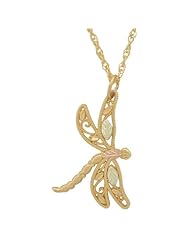 Gold Dragonfly Black Hills Pendant Necklace