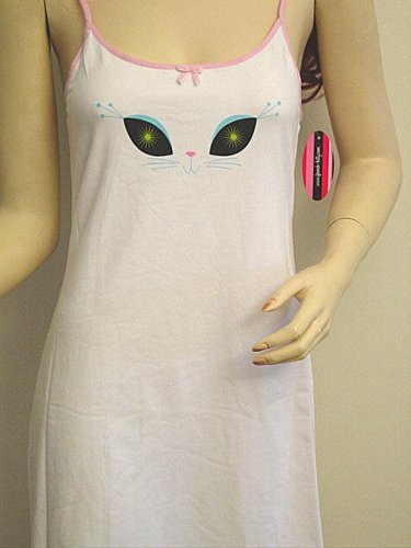 French Kitty Diva Lolita Dorm Dress Spaghetti Strap Lounge Gown Nightgown Sleepshirt - Hello Kitty Pajama Party Dress