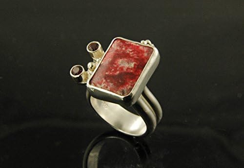 Norwegian Thulite and Garnet Ring