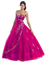 Hot Sale Ball Gown Formal Prom Wedding Dress #586 (10, Fuchsia)