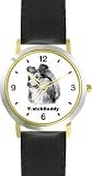 Shetland Sheepdog (SC) Dog - WATCHBUDDY&reg; CLASSIC DELUXE TWO-TONE THEME WATCH - Arabic Numbers-Black Leather Strap-Children's Size-Small ( Boy's Size & Girl's Size )