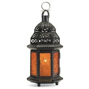 Yellow Glass Moroccan Style Lanterns Set of 2