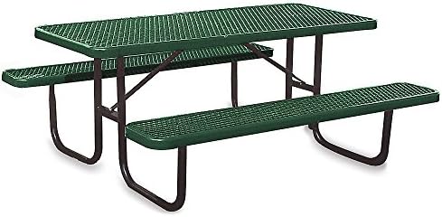 Ultraplay Thermoplastic Coated Steel Picnic Table - 1-5/8" Dia. Frame - 8'L - Green - Green