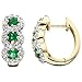 Emerald and Diamond hoop earrings in yellow gold title=