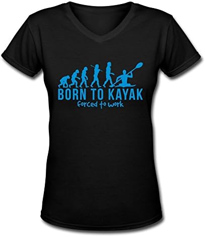 Awesome Short Sleeve Kayaking Evolution Born Kayak V-neck Shirts For Women