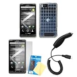 Cbus Wireless Clear Diamond Argyle Flex-Gel Case / Skin / Cover, LCD Screen Guard / Protector and Car Charger for Motorola Droid X / MB810 / Droid X2 / MB870